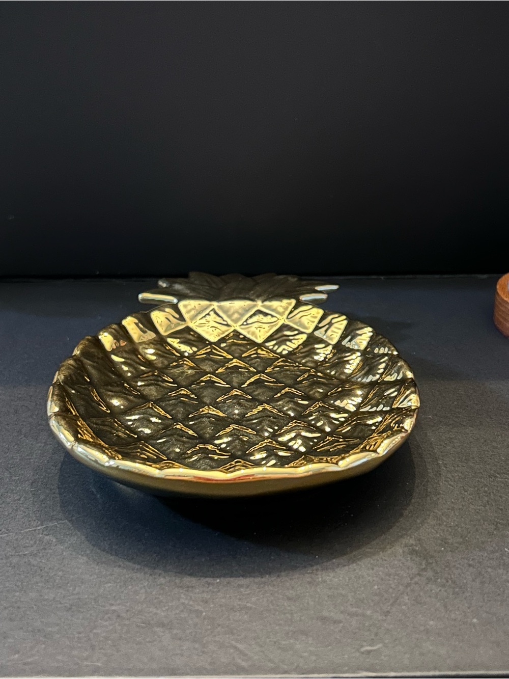 Gold Pineapple Trinket Dish - Home Art Ceramics - Picture 4 of 5